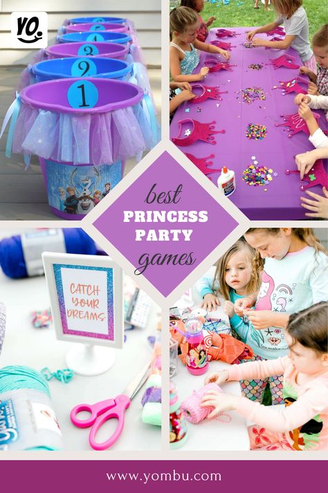 Easy Princess Decorations, Crafts For Princess Birthday Party, Princess Theme Birthday Party Activities, Activities For Princess Birthday Party, Games For Princess Party, Disney Princess Party Games For Kids, Princess Party Activities Games, Princess Party At The Park, Disney Princess Birthday Party Activities