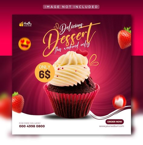 Special delicious dessert social media i... | Premium Psd #Freepik #psd #banner Healthy Food Store, Poster Template Design, Facebook Cover Design, Cake Banner, Facebook Cover Template, Creative Advertising Design, Chocolate Cups, Web Banner Design, Social Media Banner