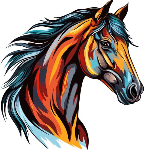 AI generated horse design illustration isolated on transparent background Colorful Horse Art, Horse Clip Art, Abstract Horse Art, Horse Canvas Painting, Horse Art Drawing, Horse Clipping, Animal Art Projects, Horse Sketch, Abstract Horse