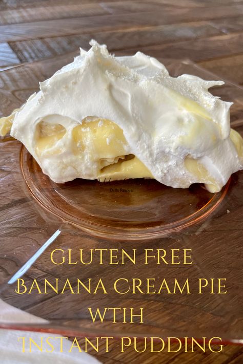 Gluten Free Banana Cream Pie with Instant Pudding is rich, indulgent and silky. Full of banana flavor and fluffy cool whip make this the ultimate recipe. Get ready for delicious banana flavor in every bite. Gluten Free Banana Cream Pie Recipes, Gluten Free Pudding Pie, Sugar Free Banana Cream Pie, Dairy Free Banana Cream Pie, Gluten Free Banana Cream Pie, Sugar Free Banana Pudding, Banana Cream Pie Pudding, Gluten Free Banana Pudding, Banana Pie Recipe