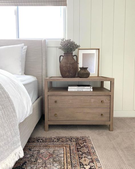 Crate and Barrel on Instagram: “But can the dupes do this? A power strip hidden inside the top drawer of our @fsc_us-certified Keane Charging Nightstand separates it from…” Charging Nightstand, Nightstand Styling, Night Tables, Nightstand Wood, House Bedrooms, Crate Barrel, Neutral Home, Modern Nightstand, Wood Nightstand