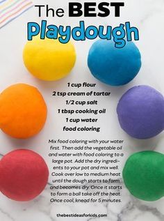 The Best Playdough Recipe, Best Playdough Recipe, Aktiviti Kanak-kanak, Playdough Recipe, Homemade Playdough, Tanah Liat, Aktivitas Montessori, Toddler Learning Activities, Toddler Fun