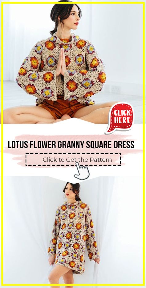 Simple Free Dress Pattern, Boho Crochet Dress Pattern, Crochet Dress Granny Square, Crochet Granny Square Dress Pattern Free, Granny Square Dress Pattern Free, Crochet Granny Dress, Simple Dress Pattern Free, Granny Square Dress Pattern, Dress Easy Pattern