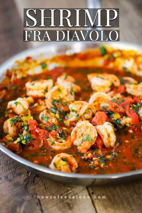 Shrimp Fra Diavolo is a classic Italian pasta dish that is devilishly good. We show you how you can control the amount of heat in the dish. Exploding with flavor and always a hit when served. Get the complete recipe with ALL-NEW VIDEO on the blog! Shrimp Fra Diavolo, Classic Italian Pasta, Fra Diavolo, Italian Dinner Recipes, Seafood Entrees, Italian Pasta Dishes, Shrimp Recipes Easy, Shrimp Dishes, Seafood Pasta