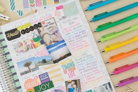 Printable Vision Board Template - Carrie Elle Printable Vision Board Template, Bullet Journal Vision Board, Vision Board Sample, Diy Vision Board, Vision Board Book, Online Vision Board, Free Vision Board, Vision Board Diy, Vision Board Printables