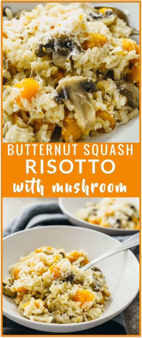 Squash Ideas, Soup Mushroom, Mushroom Garlic, Easy Risotto, Risotto Recipes Easy, Squash Risotto, Butternut Squash Risotto, Asiago Cheese, Butternut Squash Recipes