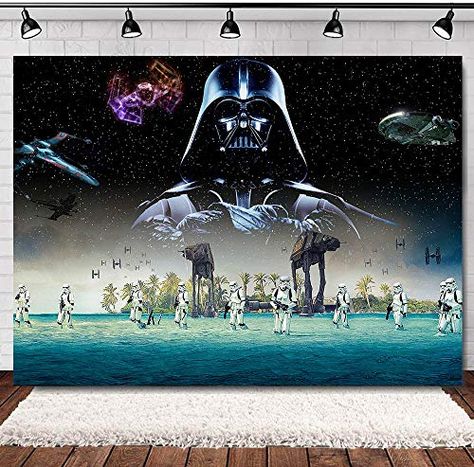 Star Wars Science Fiction Photography Backdrop Vinyl Black Star Galaxy Photo Background Baby Shower Studio Props Supp... Darth Vader Party, Star Wars Theme Birthday, Banner Photography, Star Wars Theme Party, Boys Birthday Party Decorations, Galaxy Photos, Tema Disney, Birthday Decorations Kids, Photos Booth