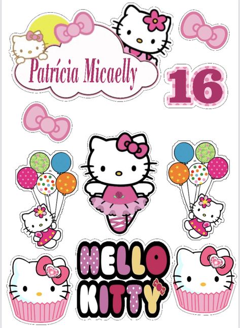 Hello Kitty Cake Topper Printable, Hello Kitty Cake Topper, Happy Birthday Topper, Cake Topper Printable, Animal Birthday Cakes, Birthday Topper, Kitty Cake, Hello Kitty Cake, Cat Cake