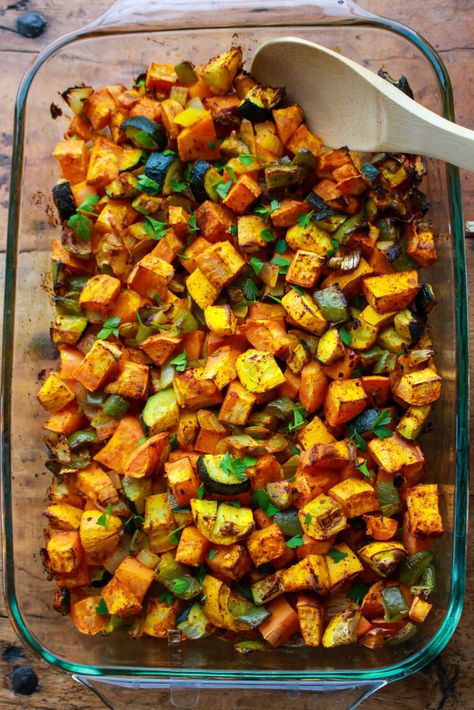 Sweet Potato Zucchini Casserole, Roasted Sweet Potato And Zucchini, Alkaline Potatoes, Sweet Potato And Veggie Recipes, Sweet Potato With Veggies, Dash Diet Sweet Potato Recipes, Sweet Potatoes And Squash Recipes, Baked Zucchini And Sweet Potato, Sweet Potatoes Zucchini Recipes