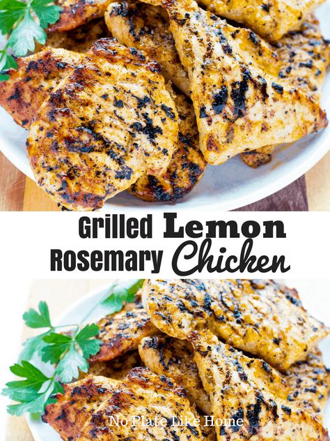 Lemon Rosemary Chicken Breast, Sides For Dinner, Rosemary Chicken Recipe, Lunch Sandwiches, Simple Marinade, Grilled Lemon, Lemon Rosemary Chicken, Lemon Recipe, Salad For Lunch