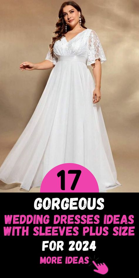 Experience the magic of your wedding day in style with our curated collection of 17 Wedding Dresses Ideas with Sleeves Plus Size for 2024. From boho-inspired designs to classic satin silhouettes, our gowns are tailored to fit and flatter every curve. With luxurious fabrics and exquisite lace detailing, each dress is a celebration of your unique love story. Boho Satin Wedding Dress, Wedding Dress Plus Size Boho, Wedding Gown For Chubby Brides, Plus Size Wedding Dress Short, Wedding Dress Over 40, Size 16 Wedding Dress, Unique Boho Wedding Dress, Plus Size Wedding Dresses With Sleeves, Wedding Dresses Ideas