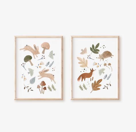 Woodlands Nursery, Hedgehog Nursery, Woodland Art Print, Cottage Nursery, Woodland Animals Nursery, Forest Animal Nursery, Woodland Animals Theme, Nursery Illustration, Woodland Nursery Wall Art