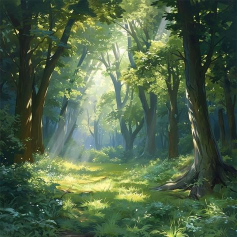 Sunlit in a forest Forest Background Digital Art, Cottage Core Desktop Wallpaper Hd, Nature Digital Drawing, Enchanted Forest Digital Art, Forest Digital Art Tutorial, Enchanted Forest Aesthetic Light, D&d Backgrounds, Cute Forest Background, Character In Forest