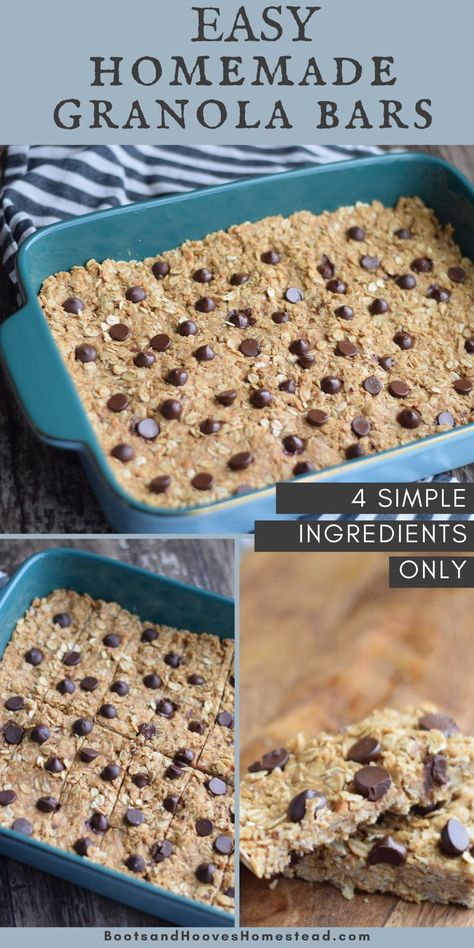 Recipe For Granola, Easy Homemade Granola Bars, Peanut Butter Granola Bars, Easy Granola Bars, Easy Homemade Granola, Chocolate Chip Granola Bars, Healthy Granola Bars, Granola Recipe Bars, Peanut Butter Granola