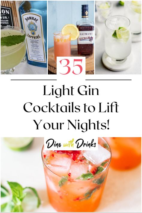 Collage of 4 light gin cocktails. Gin Punch, Gunpowder Gin Cocktails, Layered Cocktails, Gordon's Gin, Best Gin Cocktails, Light Cocktails, Sloe Gin, Gin Recipes, Gin Drinks