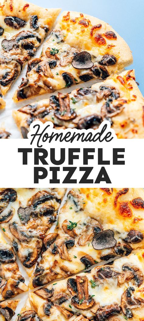 Truffle Oil Recipes, Mushroom Pizza Recipes, Truffle Pizza, Truffle Sauce, Homemade Truffles, Truffle Mushroom, Mushroom Pizza, Vegetarian Pizza, Grilled Pizza