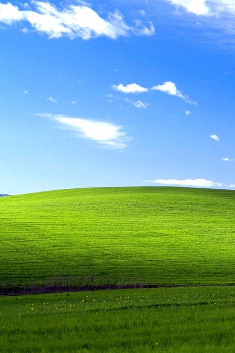 Remember That Classic Windows Wallpaper? Here's What It Actually Looks Like | Anyone who used a Windows computer remembers the iconic default wallpaper on XP: a hill with the greenest of grass, and a rich blue sky with a few clouds. In case you didn't know, it's a real place — and a Reddit user recently visited the area and took a photo of what it looks like today. 2000 Wallpaper, Wallpaper Windows 10, Android Wallpaper Black, Classic Window, Vaporwave Wallpaper, Grass Wallpaper, Windows Wallpaper, Most Beautiful Wallpaper, Hd Desktop