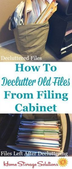 How to declutter old files from your filing cabinet or file box so you can get rid of the paper clutter and instead fit in the new papers that you do need to keep {on Home Storage Solutions 101} Paper Clutter Organization, Organizing Paperwork, Paper Clutter, How To Declutter, Declutter Your Life, Home Storage Solutions, Clutter Organization, Household Organization, Organize Declutter