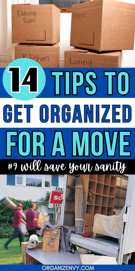 Photos of moving boxes and a moving truck Prep For Moving, How To Organize For A Move Packing Tips, How To Organize Moving Out, Hacks For Packing To Move, How To Begin Packing For A Move, Tips For Packing To Move, How To Pack Up Your House For Moving, Organize Moving Packing Tips, How To Declutter When Moving