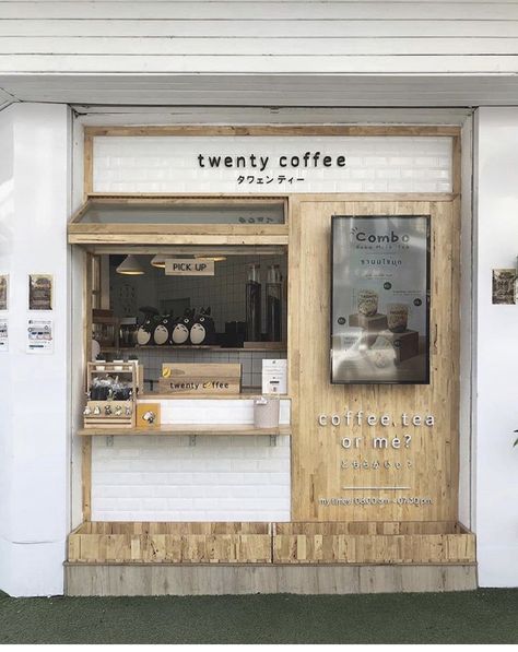 Japanese Cafe Design, Minimalis House Design, Container Coffee Shop, Vintage Coffee Shops, Coffee House Design, Mini Cafe, Bakery Shop Design, Small Coffee Shop, Small Cafe Design