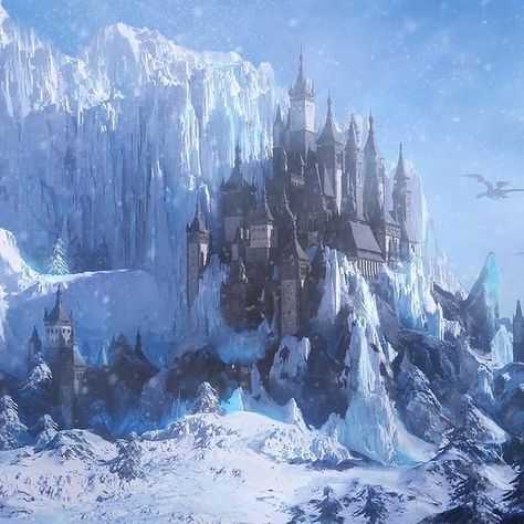 Digital Landscapes on Instagram: “Beautiful winter castle in the icy mountains. Would you live here?? - - Credit to @arthuryuan.art - - - - - #environmentdesign…” Icy Mountains, Winter Castle, Snow Castle, Dnd World Map, Middle Earth Art, Castle Aesthetic, Ice Castles, Fantasy City, Building Art