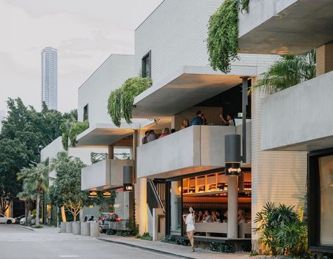 @richardsandspence on Instagram: “/ Project - Ada Lane - 2019 A series of double story pavilions activate a new laneway stitching @thecalilehotel to the James st network.…” Outdoor Retail Architecture, Shoplot Design, James Street Brisbane, Arch Building, Classic Facade, Retail Facade, Retail Architecture, Shop Facade, Renovation Architecture