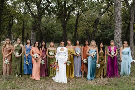 Colorful Bridesmaid Dresses, Mix Match Bridesmaids, Mumu Wedding, Together Journal, Fall Bridesmaids, Eclectic Wedding, Mismatched Bridesmaid Dresses, Bridesmaid Dress Colors, Wildflower Wedding