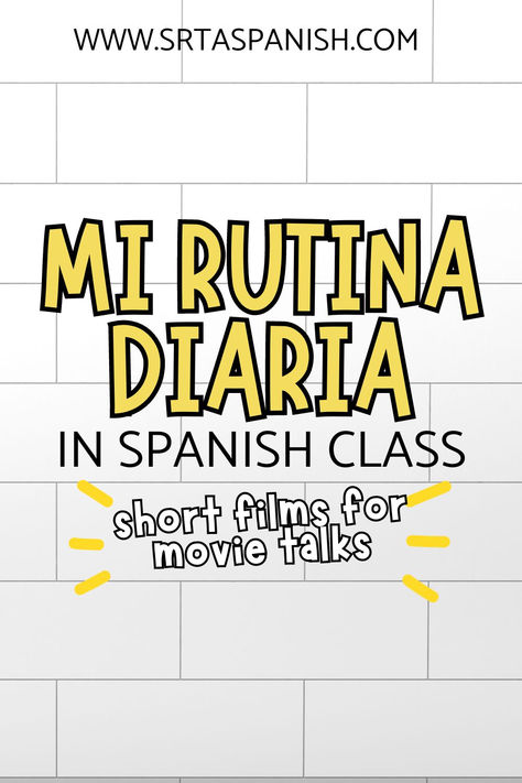 If you're planning your daily routine unit or practicing reflexive verbs in Spanish, consider adding a clip chat or movie talk! Movie Talks are one of my absolute favorite activities to give students comprehensible input! A Movie Talk is definitely fun and engaging, but the students get a TON of practice! These Daily Routine movie talks are great to include in your rutina diaria unit for a clip chat! Spanish Daily Routine Vocabulary, Spanish Comparatives And Superlatives, Spanish Class Anchor Charts, Spanish Club Activities, Comprehensible Input Spanish, Spanish Reflexive Verbs, Spanish Teacher Classroom, Verbs In Spanish, Spanish Teacher Resources