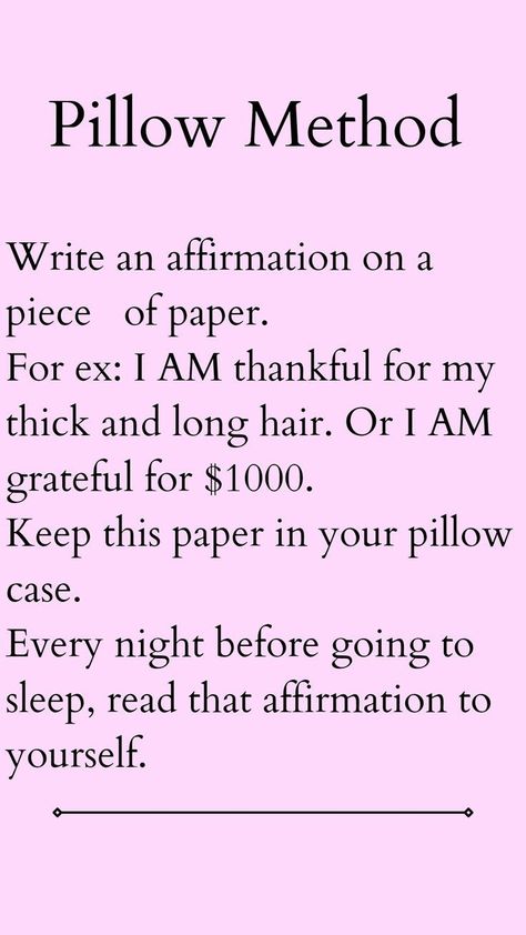 Pillow Method, Manifestation Meditation, Spiritual Journals, Vie Motivation, Spiritual Manifestation, Manifestation Law Of Attraction, Manifestation Journal, Manifesting Money, Positive Self Affirmations