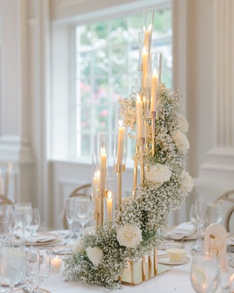 Wedding Table Deco, Tall Wedding Centerpieces, Candle Wedding Centerpieces, Summer Garden Wedding, Candle Wedding Decor, Venue Decorations, Wedding Venue Decorations, Gardens Wedding, Dream Wedding Ideas Dresses