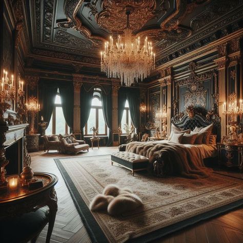 Dark Castle Bedroom, Parsons Manor, Aurora Bedroom, Victorian Mansion Interior, English Manor Houses Interior, Manor Bedroom, Gothic Fireplace, Manor Interior, Mansion Bedroom