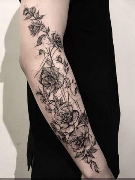 Rose Vine Tattoos, Men Flower Tattoo, Rose Tattoos For Men, Vine Tattoos, Floral Tattoo Sleeve, Floral Tattoo Design, Tattoo Life, �문신 디자인, Flower Tattoo Designs