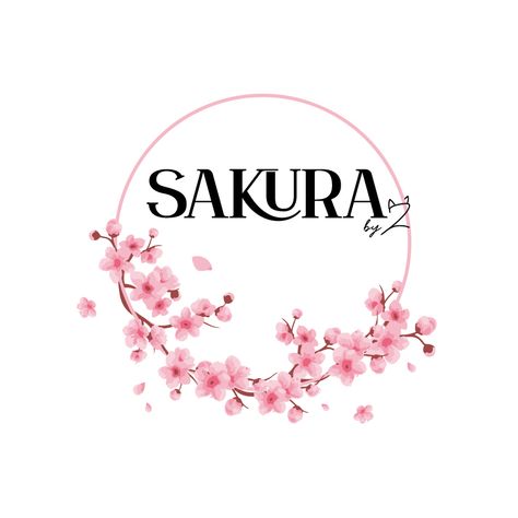 LOGO DESIGN SAKURA by Z CHERRY BLOSSOM Skincare Brand Logo, Sakura Logo, Cherry Blossom Logo, Japanese Spa, Boba Shop, Cherry Blossom Japan, Japan Sakura, Gift Logo, Japan Logo