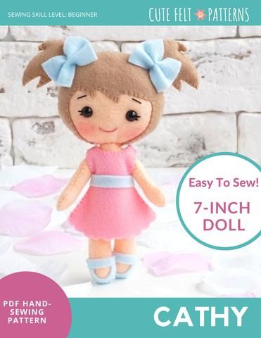 Cute Felt Patterns Betty 7.5" Felt Doll Hand Sewing Pattern PDF | Pixie Faire Felt Doll Tutorial, Handmade Dolls Patterns, Felt Doll Pattern, Summer Calendar, Felt Doll Patterns, Felt Toys Patterns, Doll Patterns Free, Doll Clothes Patterns Free, Baby Doll Pattern