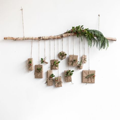 Count down to Christmas with a DIY advent calendar that brings a tiny forest indoors: Homemade Advent Calendars, Witch Crafts, Branches Diy, Wood Branch, Simple Christmas Decor, Products Ideas, Diy Advent Calendar, Branch Decor, Gardening Advice