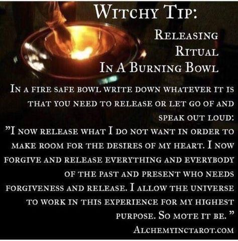 Witchy Tip - Burning Bowl Release Magickal Tips, Witch Tips, Witchy Tips, Witch Rituals, New Moon Rituals, Witch Spirituality, Grimoire Book, Full Moon Ritual, Wiccan Spell Book