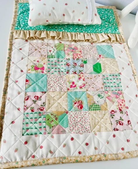 Doll Quilt Doll Pillow Doll Bed Set Doll Play Set Doll Blanket Floral Doll Quilt Doll Bedding - Etsy Doll Blankets, Doll Blanket, Doll Bedding, Doll Pillow, Doll Beds, Doll Bed, Doll Quilt, Doll Play, Vintage Sheets