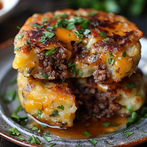 How to Make Cheesy Beef Stuffed Potato Cakes Stuffed Potato Cakes, Stuffed Potato, Irish Cuisine, Potato Patties, Grated Potato, Leftover Mashed Potatoes, Potato Cakes, Potato Pancakes, Creamy Desserts