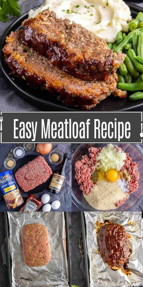 Easy Meatloaf Recipe, Homemade Meatloaf, How To Cook Meatloaf, Resepi Biskut, Classic Meatloaf Recipe, Good Meatloaf Recipe, Best Meatloaf, Easy Meatloaf, Meatloaf Recipe