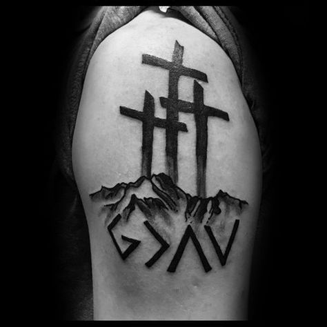 The 110 Best Christian Tattoos for Men  | Improb Tattoos Of Crosses, Religious Tattoos For Men, Christian Cross Tattoos, Cross Tattoos For Men, Highs And Lows Tattoo, Papan Tulis Kapur, 16 Tattoo, Cross Tattoo For Men, Tattoos Mandala