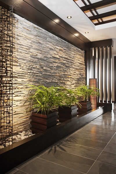 45 Best Interior Wall Design Ideas To Beautify Your Home - Engineering Discoveries Stone Wall Interior Design, Exterior Wall Art, Stone Walls Interior, Front Wall Design, Stone Wall Design, Minimalist Living Room Decor, تصميم للمنزل العصري, Foyer Design, Entrance Design