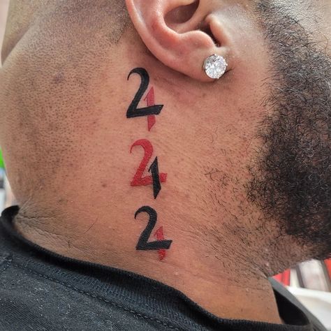 444 Neck Tattoo, 444 Butterfly Tattoo, Tattoo Ideas Behind Ear, 444 Tattoos, Behind The Neck Tattoos, Angel Number Tattoo Ideas, Number Tattoo Ideas, 444 Tattoo Ideas, Behind Ear Tattoo Small