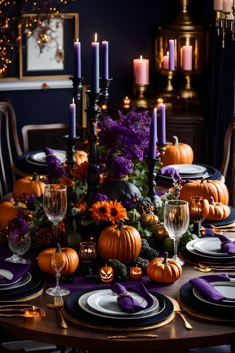 Adult Halloween Decorations, Halloween Dining Room, Halloween Decorating Ideas, Halloween Decor Diy, Halloween Tablescape, Halloween Decor Ideas, Halloween Party Dinner, Dripping Candles, Halloween Table Decorations