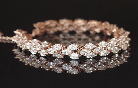 Buy Rose Gold Bridal Bracelet, Rose Gold Crystal Bracelet, Pink Gold Crystal Jewelry, Wedding Tennis Bracelet, Crystal Wedding Jewelry, INDIA Online in India - Etsy Rose Gold Bridal Jewelry, Rose Gold Bridesmaid, Crystal Wedding Jewelry, Diamond Bracelet Design, Pink And Gold Wedding, Gold Bridesmaids, Bracelet Rose Gold, Rose Gold Crystal, Rose Gold Bridal