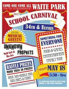 School Carnival Flyer, Carnival Flyer, Carnival Poster, Backyard Carnival, Carnival Signs, Fair Poster, Carnival Booths, Harvest Festivals, Fete Ideas