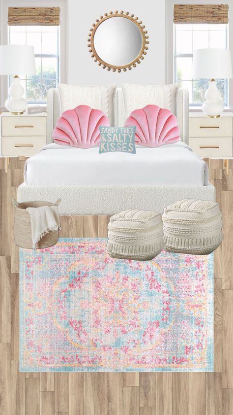 Beach house bedroom 🌊🙈 Bedroom Makeover Diy, Surf Room Decor, Beachy Room Decor, Beach House Bedroom, Coastal Bedroom Decorating, Coastal Room, Luxury Room Bedroom, Preppy Room Decor, House Bedroom