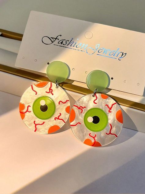 1 Pair Of Fashionable & Funny Halloween Cartoon Eyeball Earrings, Suitable For Women To Wear On Halloween White Funky   PMMA     Women Fashion Jewelry, size features are:Bust: ,Length: ,Sleeve Length: Eyeball Earrings, Spider Design, Pumpkin Spider, Acrylic Jewelry, Goth Style, Halloween Cartoons, Ghost Pumpkin, Acrylic Jewellery, Creative Jewelry