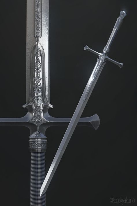 Elegant Swords Beautiful, Fantasy Swords Concept Art, Silver Knight, Tactical Swords, Types Of Swords, Armadura Medieval, Swords Medieval, Fantasy Props, 다크 판타지