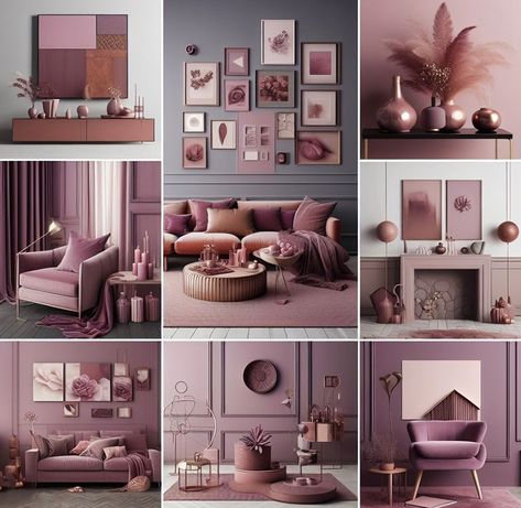 Mauve Color - Color Meanings, All 40 Shades and Much More Mauve Apartment Decor, Gray And Mauve Living Room, Mauve Interior Design, Mauve Accent Wall Bedroom, Sherwin Williams Mauve Colors, Mauve Office, Mauve Decor, Mauve Room, Mauve Interior