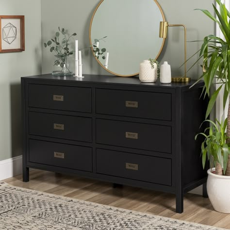 Free 2-day shipping. Buy Annabelle Six Drawer Solid Wood Black Dresser by Chateau Lyon at Walmart.com Storage Dresser, Black Dresser, Pine Dresser, Black Dressers, Solid Wood Dresser, Dressers For Sale, Bedrooms Ideas, White Dresser, Black Bedroom